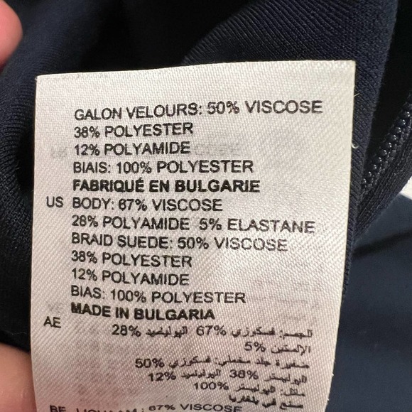SANDRO $495 Edma Navy Velvet Cutout Trim Mini Long Sleeve Dress Size 3 Large - Picture 8 of 10